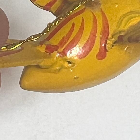 Hand Painted Vtg Wooden Bird Ornament Folk Art Yellow Red Green Holiday Decor - Picture 4 of 12